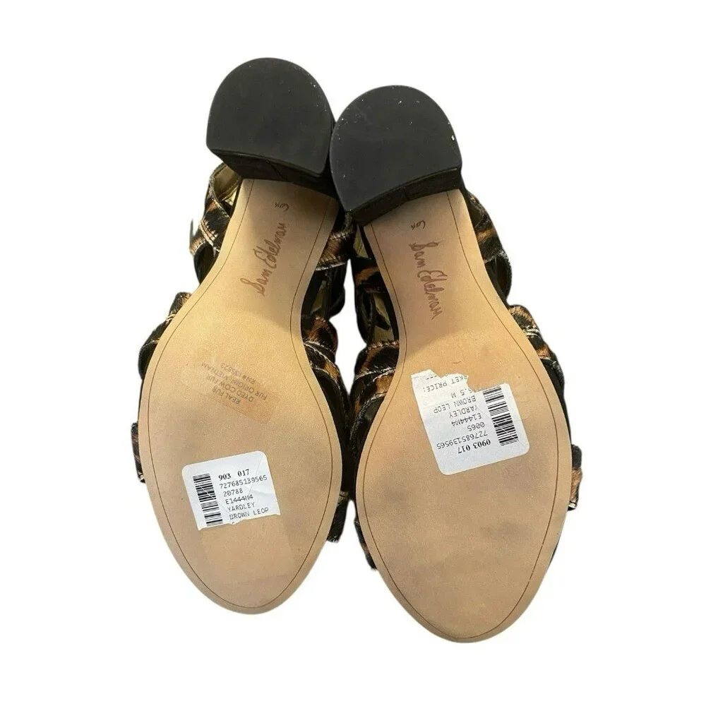 Sam Edelman Gladiator Sandals 6.5M Animal Print High‎ Block Heel Dyed Cow Fur